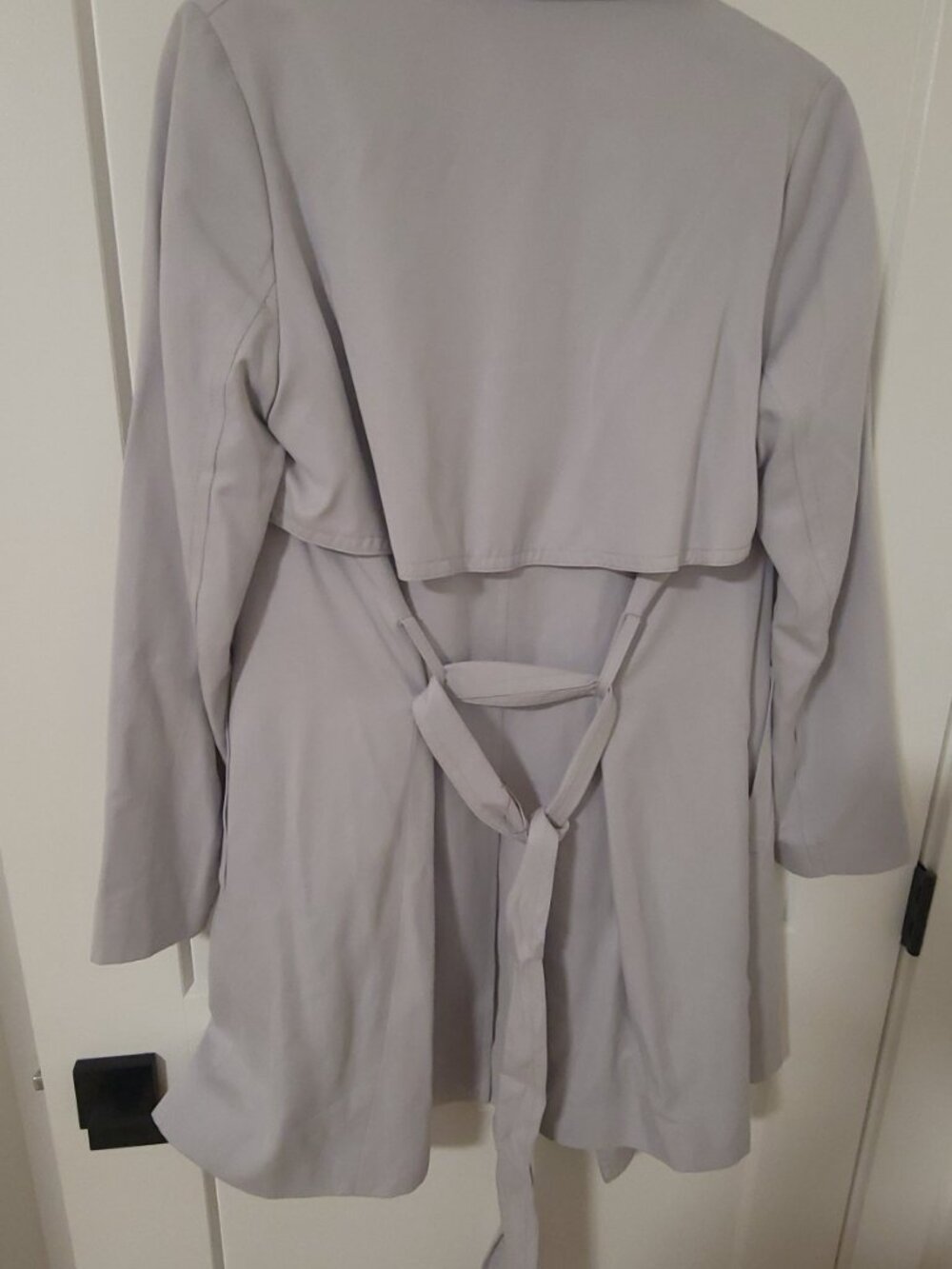 Club Monaco Lyocell Draped Trench Coat - Light Grey - Size L - Soft Touch - Picture 3 of 5